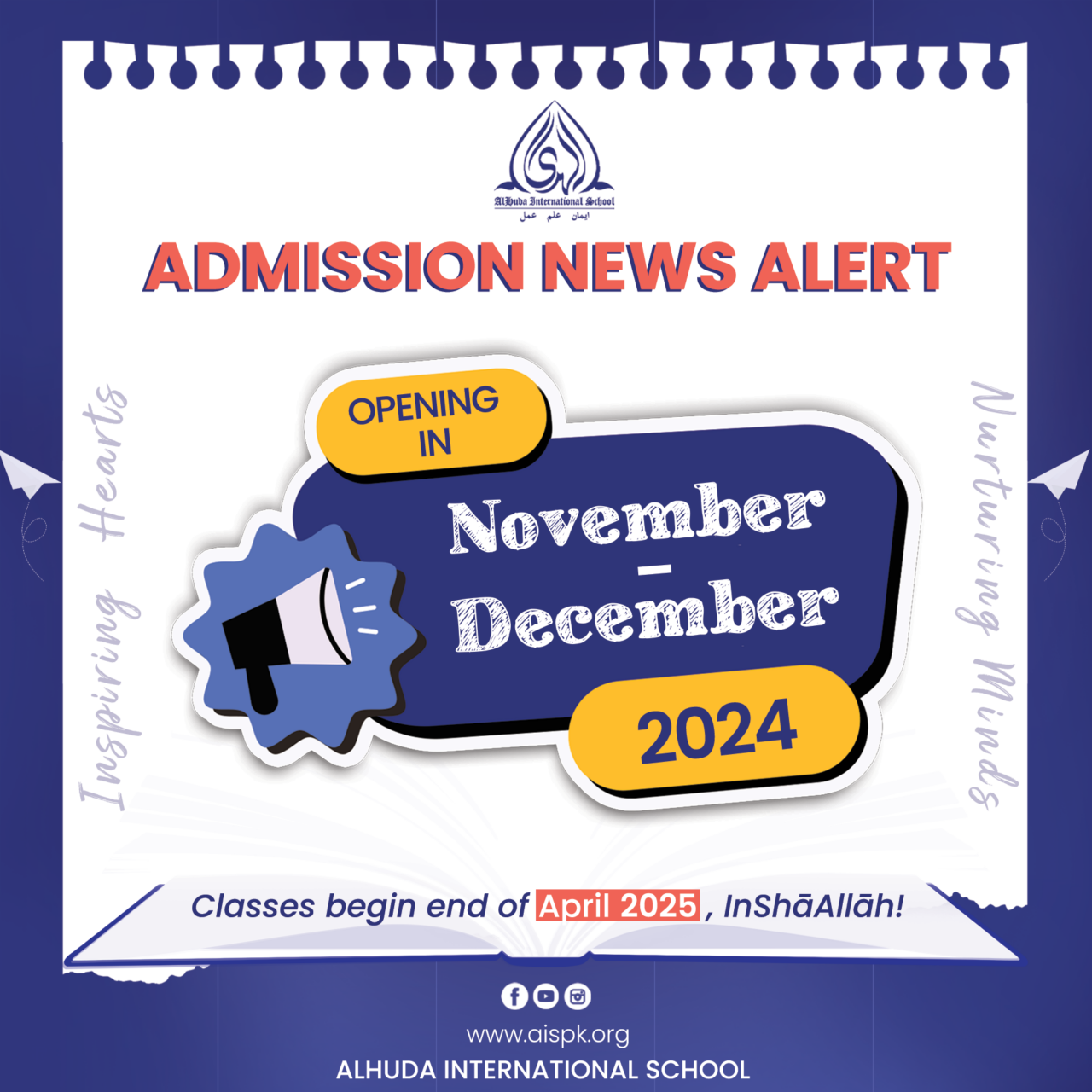 Admission News Alert 2025-2026 - AlHuda International School
