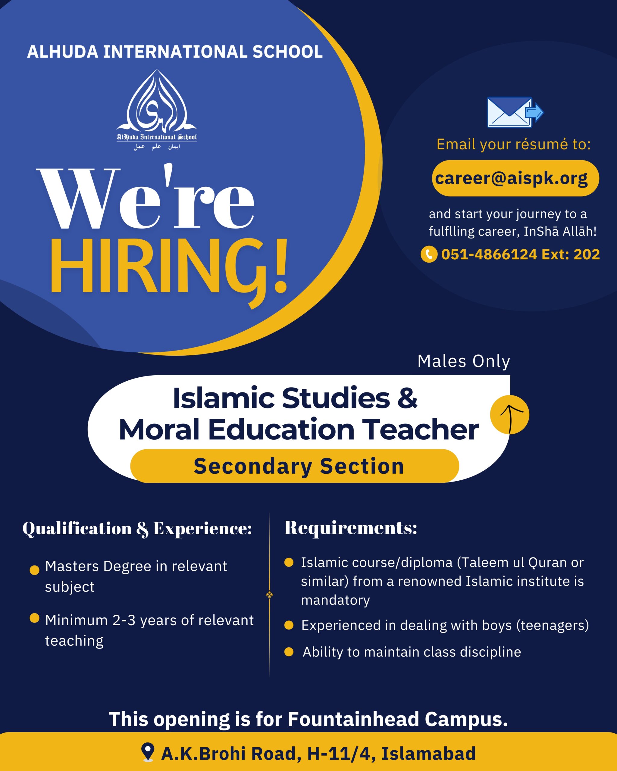 slamic Studies, Leader In Me and Moral Education (Male Only)
